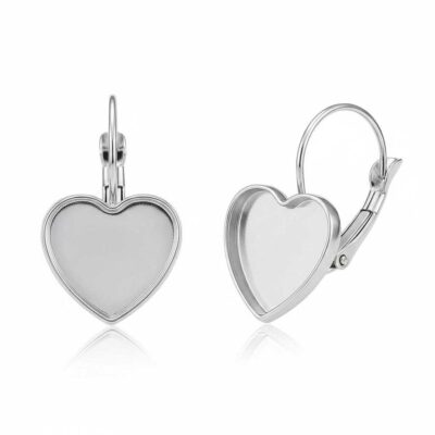 Heart Lever Back Base Silver - 2 Pairs