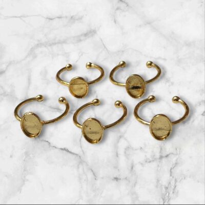 Golden Big Oval Ring Base - Adjustable (Set of 5)