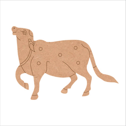 Pre-Marked MDF Cutout | Holy Cow / Gau Mata Shape for DIY Art (8" x 5")
