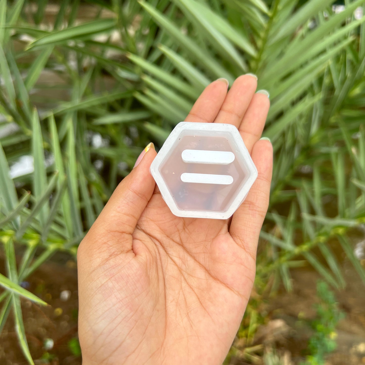 Hexagon Double Ring Holder Silicone Mould - 18 MM Depth