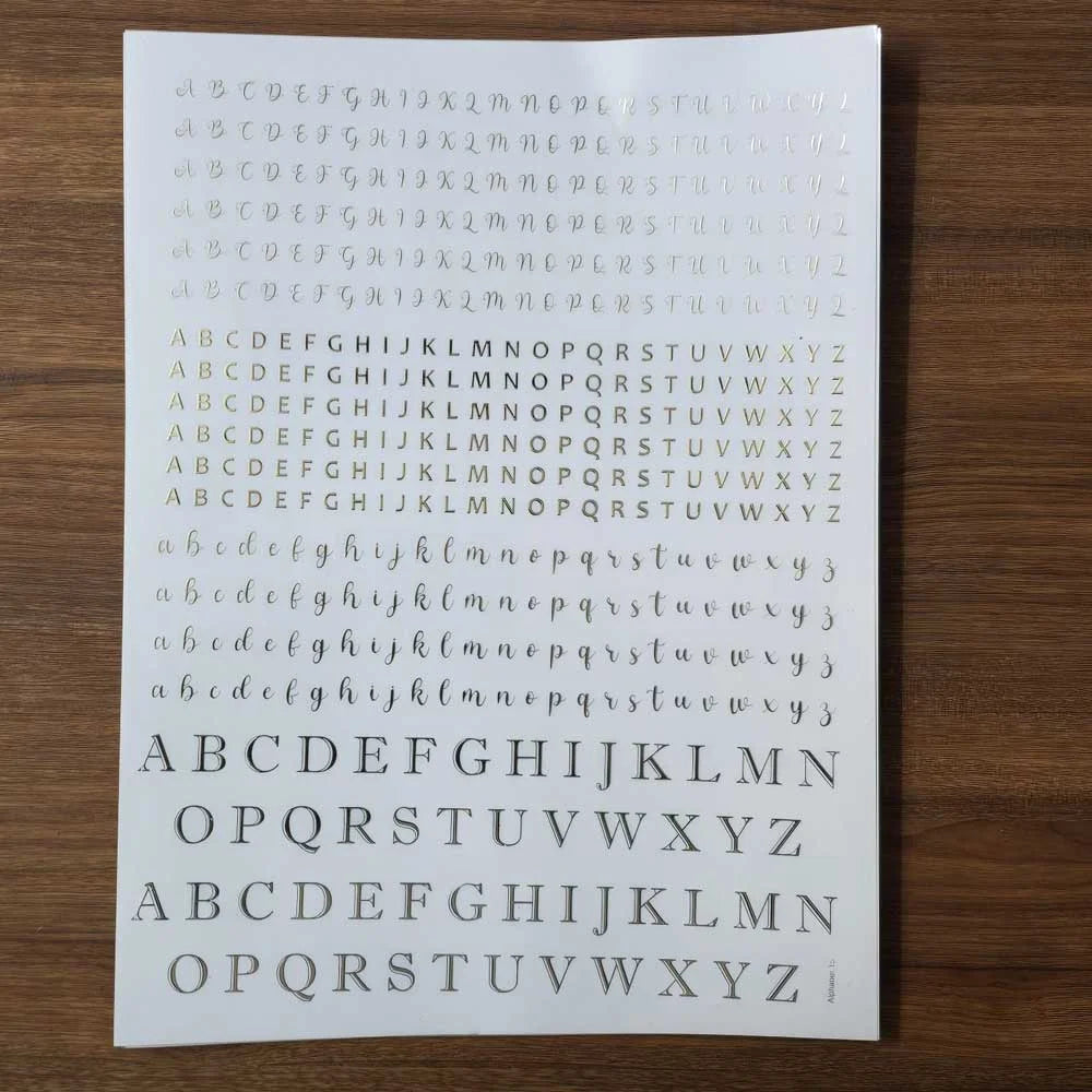 A4 Golden Embossed Sheet – Decorative Alphabets (Uppercase & Lowercase)