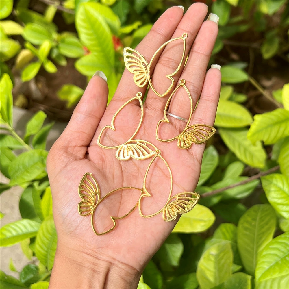 Butterfly Gold Outline Pendant Charm (Set of 5)