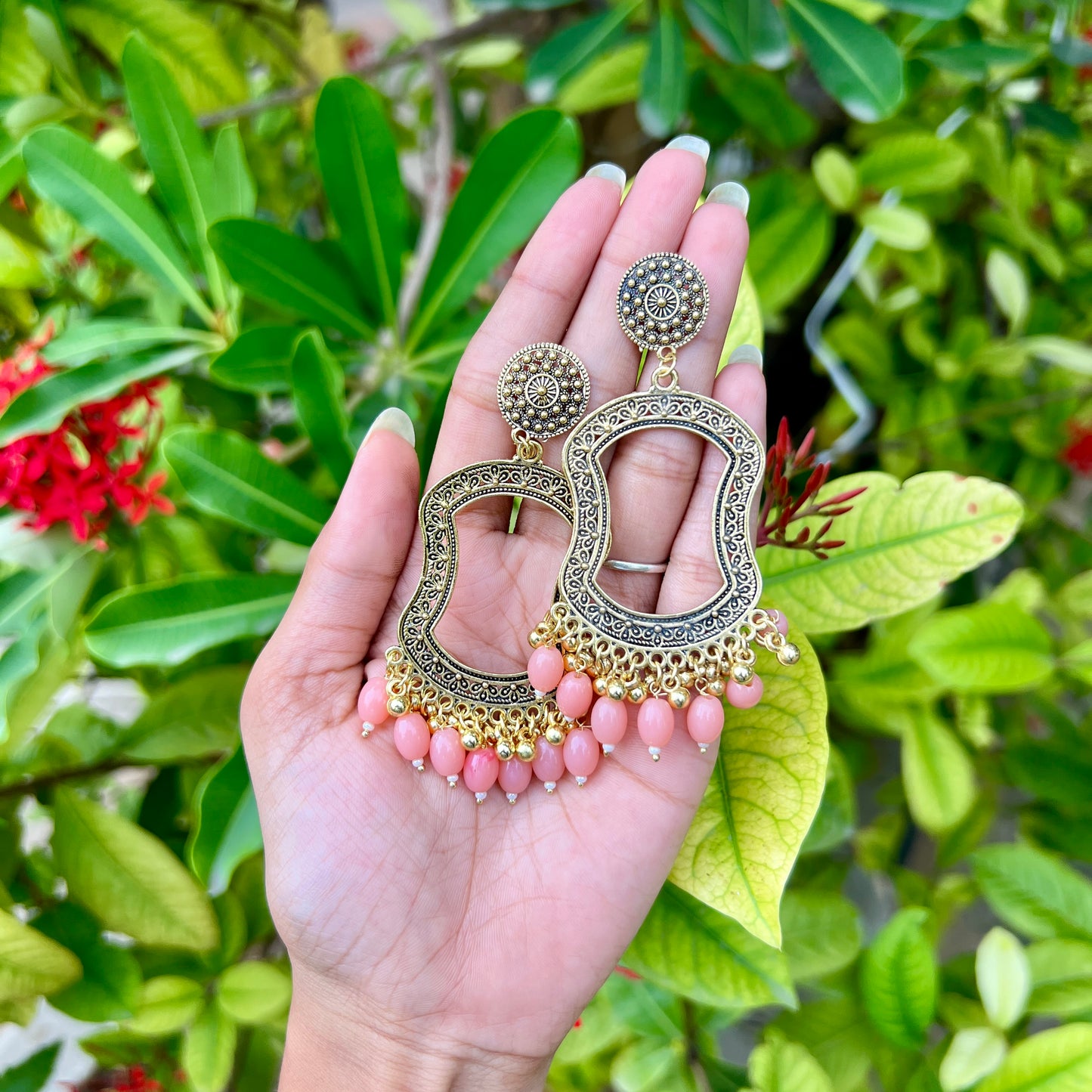 Classic Drape Jhumka – Peach