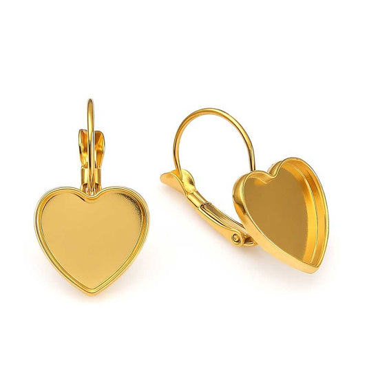 Heart Lever Back Base Golden - 2 Pairs