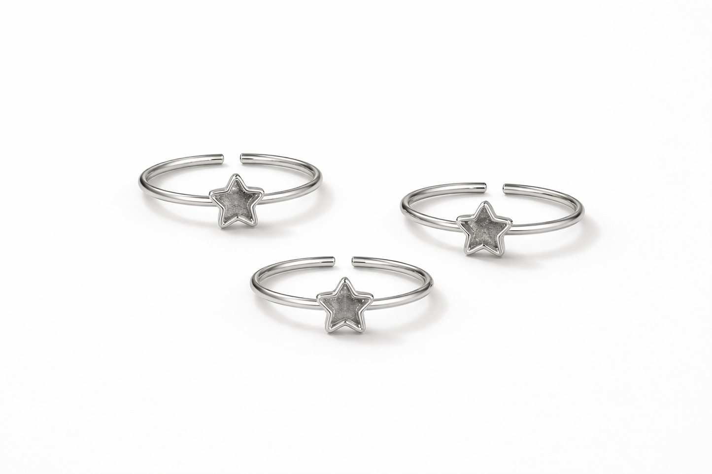Star Ring Base - Silver (Set of 5)