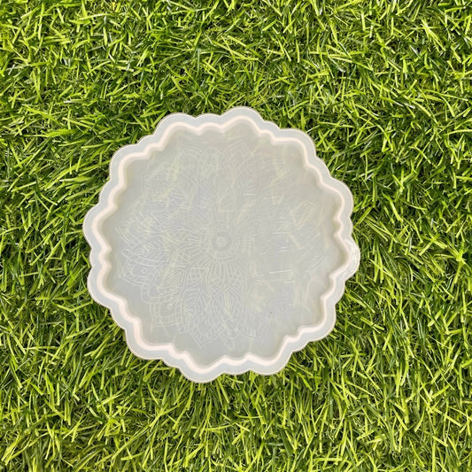 Round Mandala Coaster 4.5Inch 8mm Depth Silicone  Mould