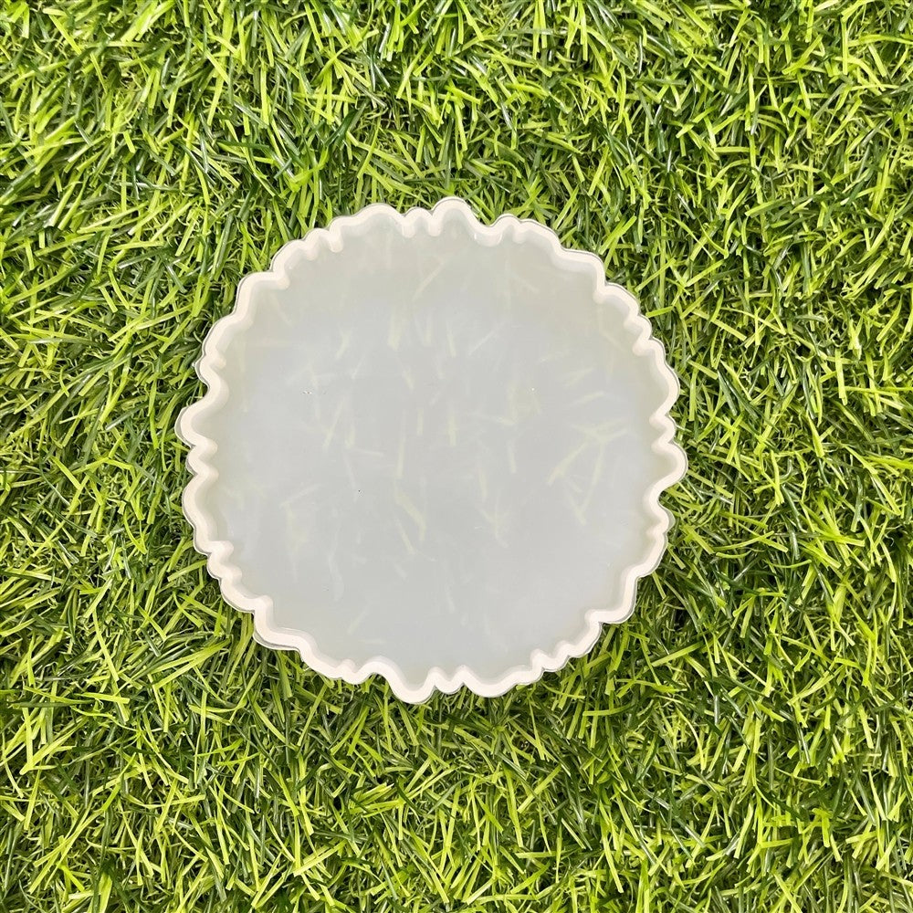 Round New Agate ZigZag Coaster 4x4In 7mm Depth Silicone Mould