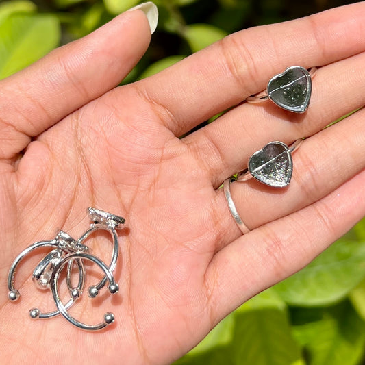 Teardrop Resin Ring Base - Silver (Set of 5)