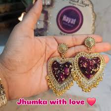 Heart Frame Jhumka Small Earrings – Dull Gold