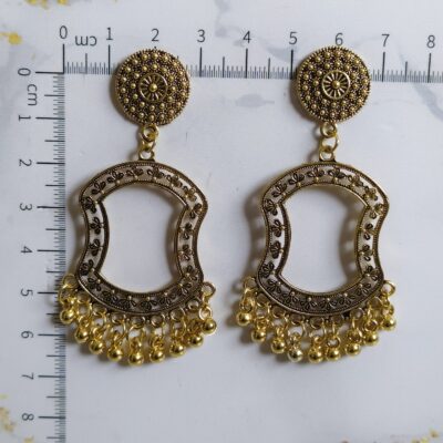 Antique Gold Wave Cut Small Earrings