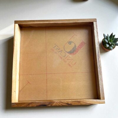 Teak Wood Varmala Frame with Acrylic Base 8x8inch