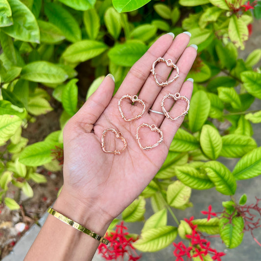 Textured Heart Frame Pendant - Rose Gold (Set of 5)