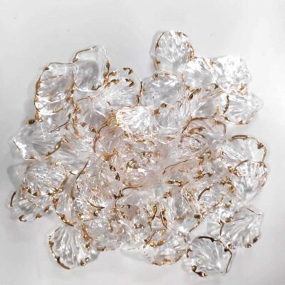 Acrylic Leaf White And Gold Frame - 50 Gms