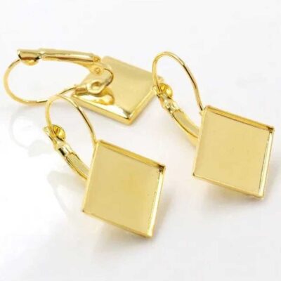 Plain Square Lever Back Base Golden - 2 Pairs