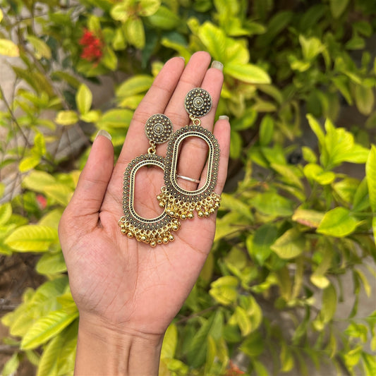 Antique Gold Oval Drop Earrings