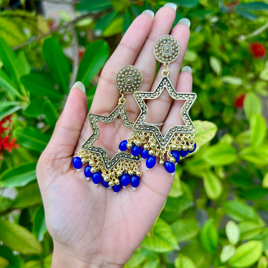 Blue Star Bloom Jhumka