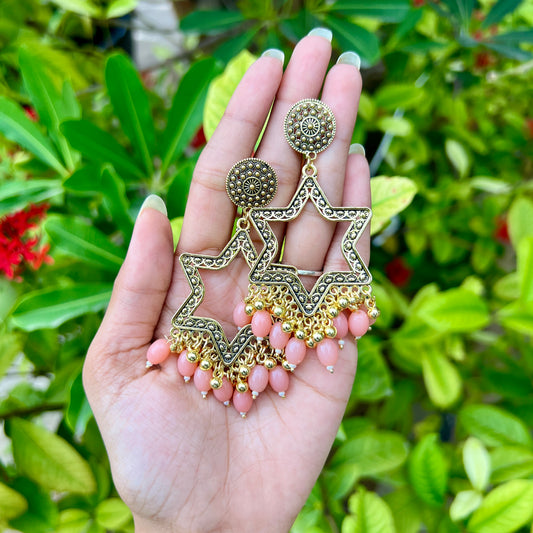 Blush Star Bloom Jhumka – Peach