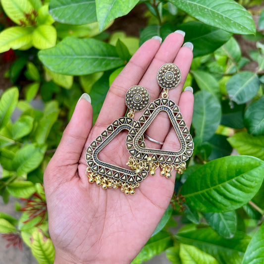 Bold Triangle Shield Jhumka Earrings