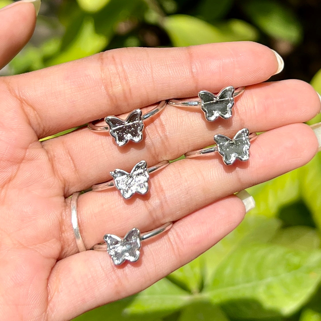 Butterfly Adjustable Ring Base - Silver (Set of 5)