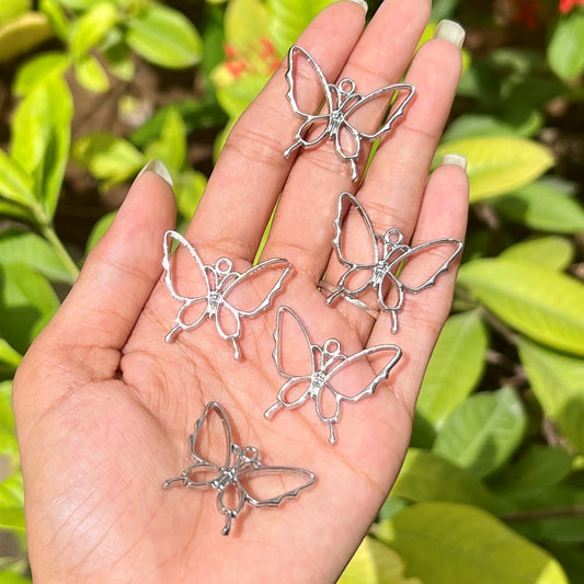 Butterfly Design Silver Bezel Pendant (Set of 6)