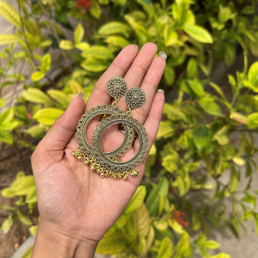 Cutout Round Jhumka Earrings – Antique Gold