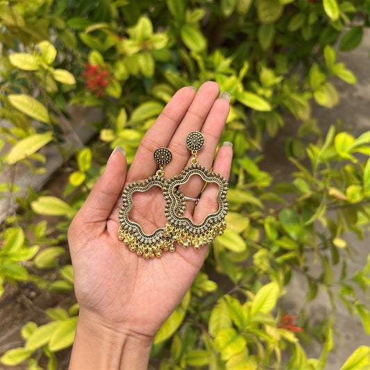 Floral Dome Jhumka Earrings – Antique Gold
