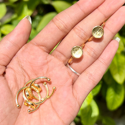Golden Dome Bezel Ring Base - Adjustable (Set of 5)