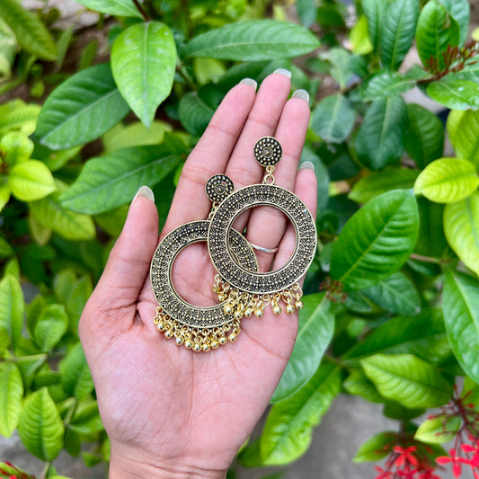 Golden Loop Blossom Jhumka Earrings