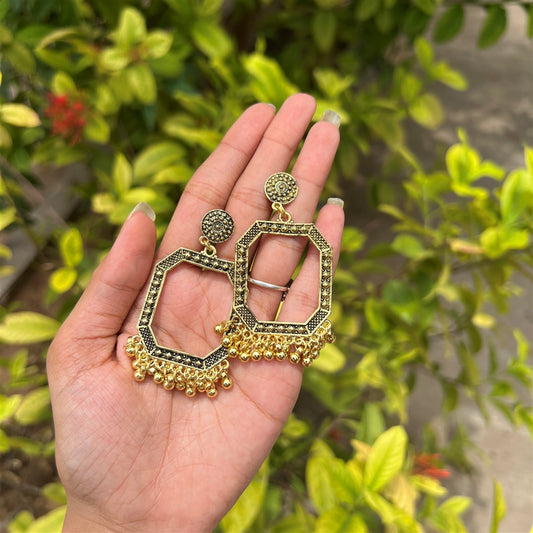 Hexa Dome Jhumka Earrings – Dull Gold