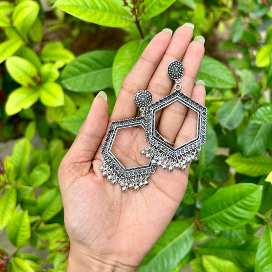Hexa Lotus Charm Jhumka Earrings