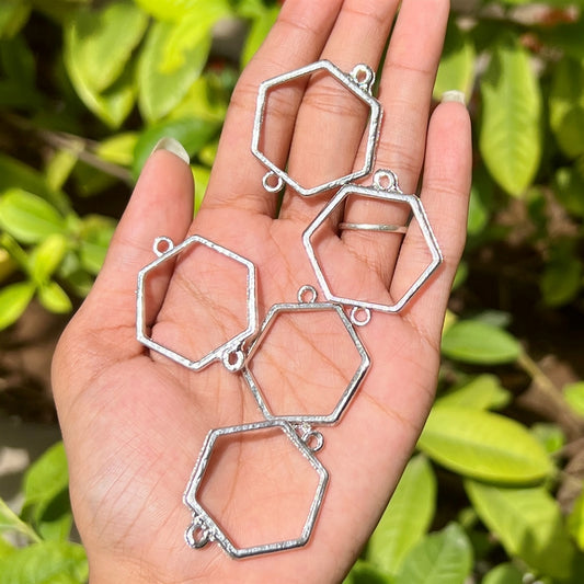 Large Hexagon Silver Charm Pack (Set of 5)
