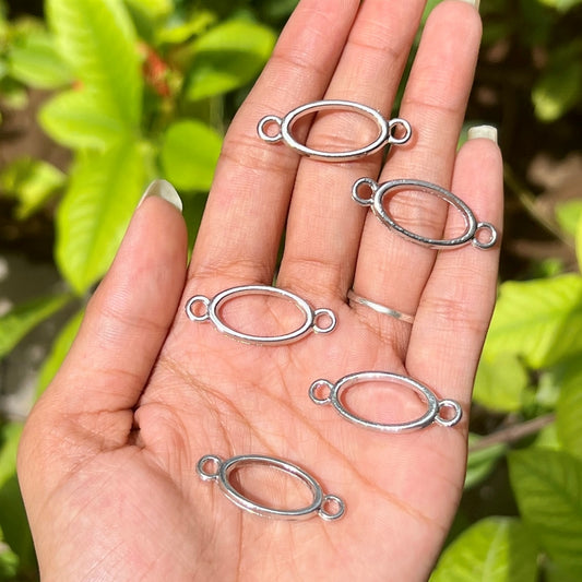 Horizontal Oval Silver Charm Pack (Set of 5)