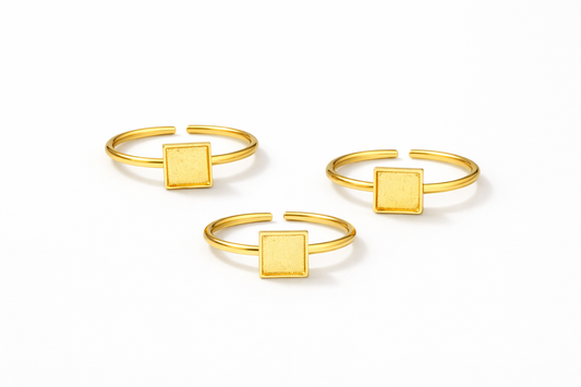 square Ring Base - Golden (Set of 5)