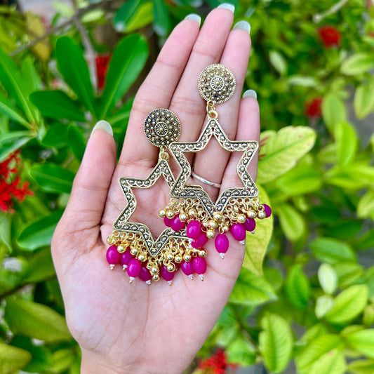 Magenta Star Bloom Jhumka