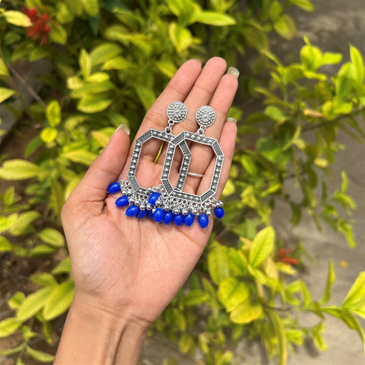 Mughal Frame Jhumka Earrings – Royal Blue Beads