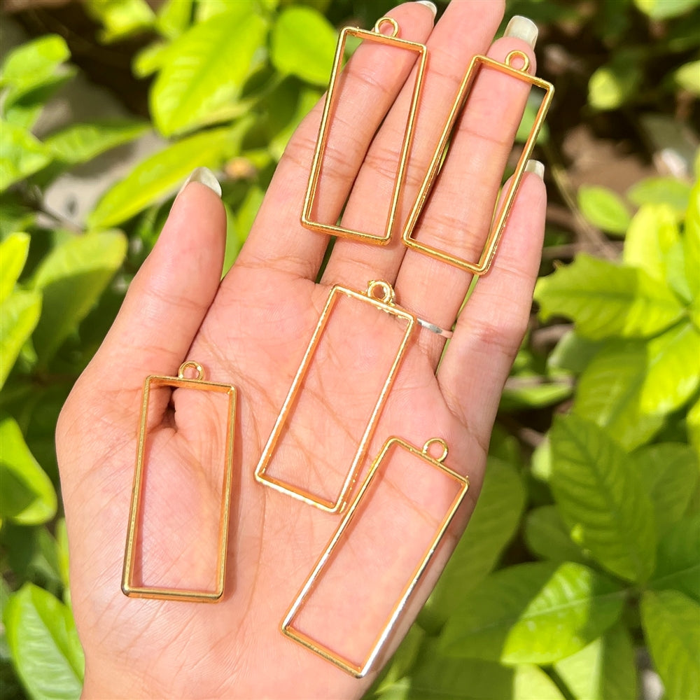 Rectangle Gold Frame Pendant Base (Set of 5)