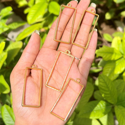 Rectangle Gold Frame Pendant Base (Set of 5)