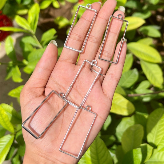 Rectangle Silver Frame Pendant Base (Set of 5)