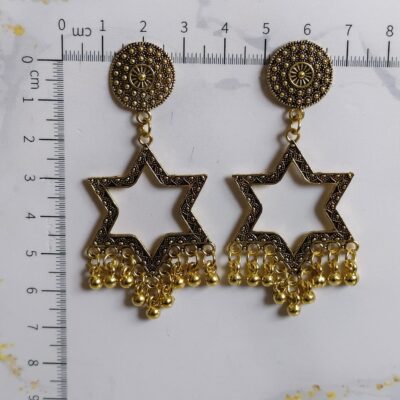 Star Frame Jhumka Small Earrings – Golden