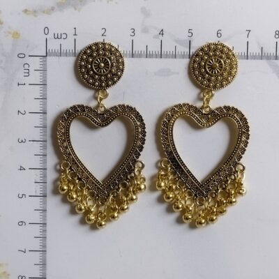 Heart Frame Jhumka Small Earrings – Dull Gold