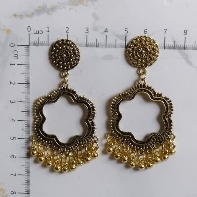 Floral Dome Jhumka Small Earrings – Antique Gold