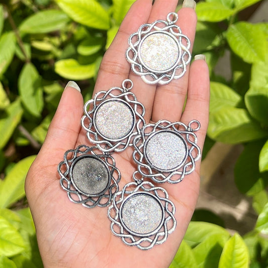 Round Floral Scroll Pendant Base (Set of 5)