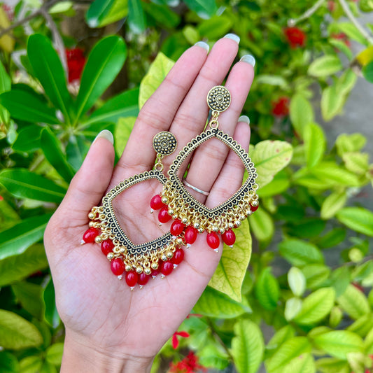 Ruby Heart Drop Jhumka