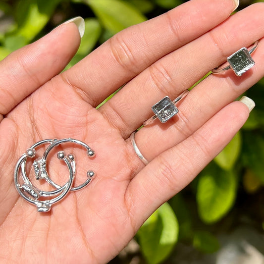 Square Bezel Ring Base - Silver (Set of 5)