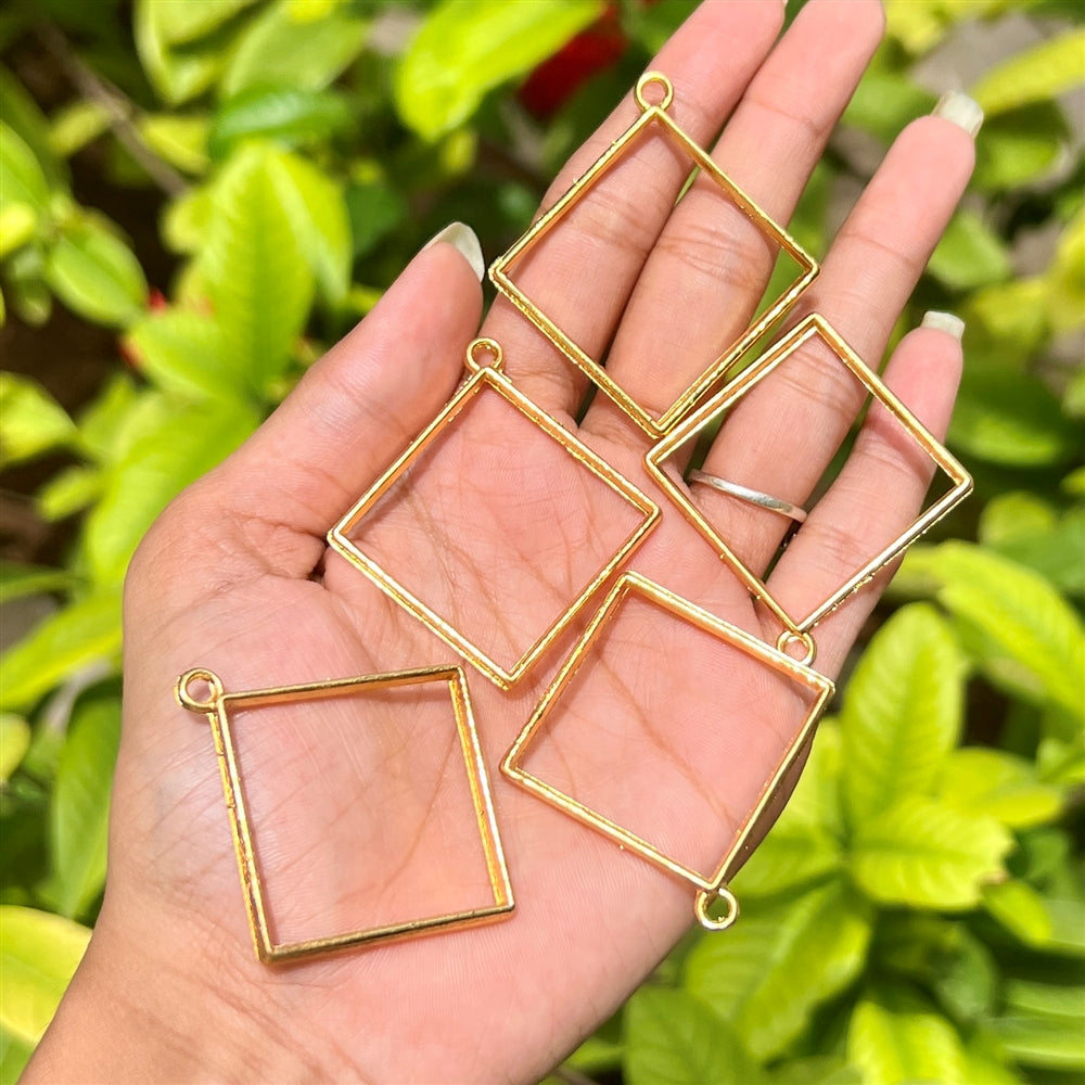 Square Frame Pendant - Gold with Loop (Set of 5)
