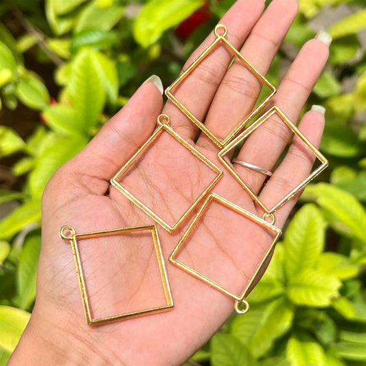 Square Frame Pendant - Gold with Loop (Set of 5)
