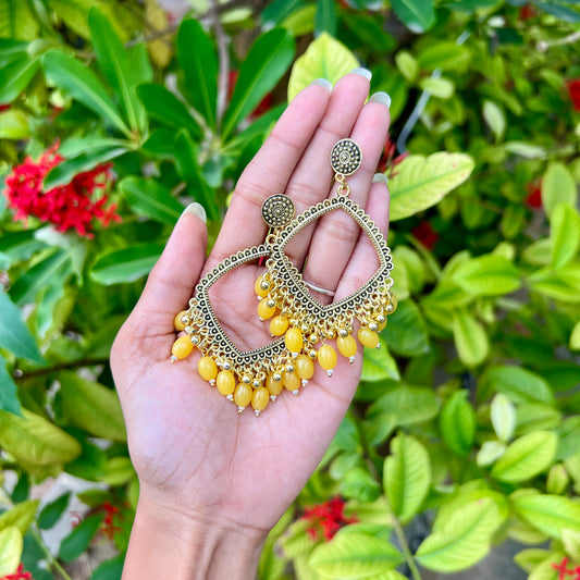Sunshine Drop Hexa Jhumka – Yellow
