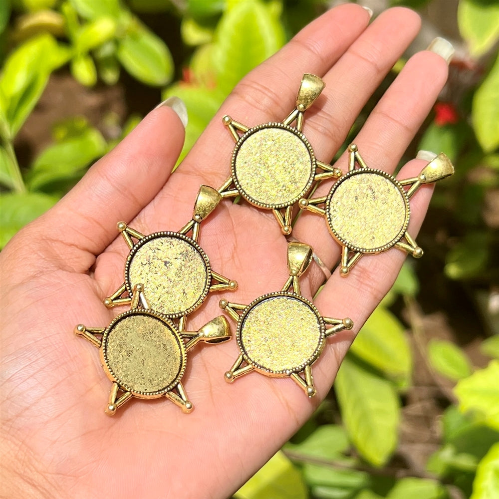 Turtle Design Bronze Pendant Frame (Set of 5)