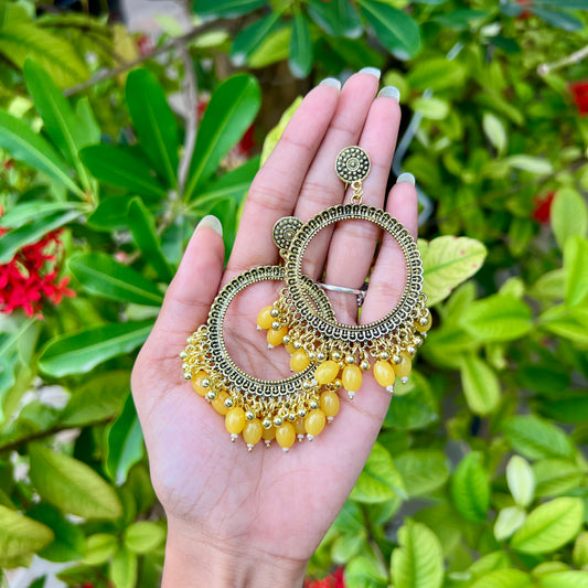 Yellow Crescent Bloom Jhumka