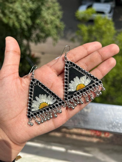 Temple Ghungroo Cone Jhumka Small Earrings - Silver